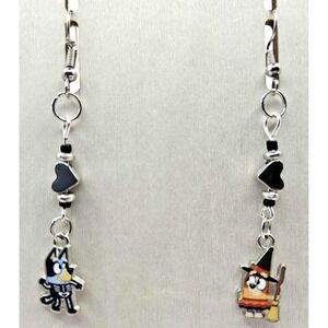 Bluey Bingo Halloween Earrings Costume Skeleton Witch Charm Dangle Drop Handmade